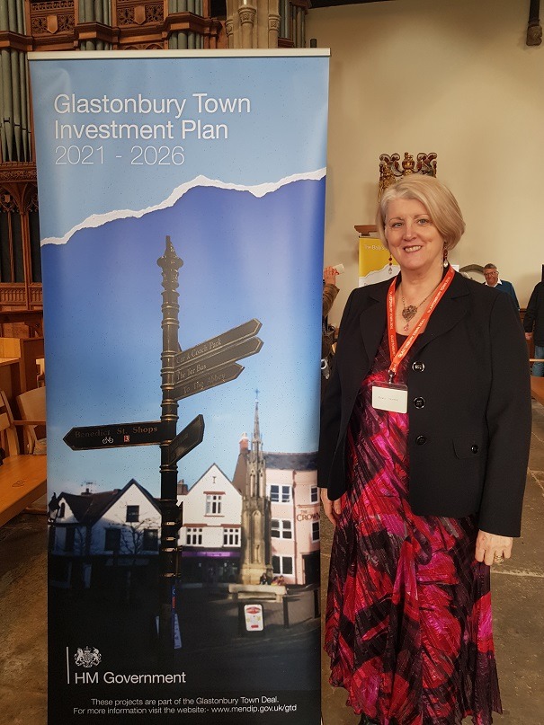 Dr Lynne Sedgmore CBE, Chair of the Glastonbury Town Deal Board, at the Glastonbury Town Deal community event on 18 March 2023